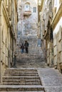 Two Kids Walking, Old Jerusalem Royalty Free Stock Photo