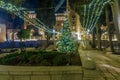 Historic YMCA Jerusalem compound, with Christmas tree and lights Royalty Free Stock Photo