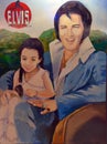 Street art Elvis Presley and his parents. Royalty Free Stock Photo