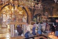 JERUSALEM, ISRAEL - 26 FEB 2017 -Christian Pilgrims at the Church of the Holy Sepulchre