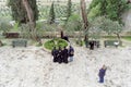 Jerusalem, Israel. - February 15.2017. Church of St. Mary Magdalene. Pilgrims make a photo on the background of the temple. View f