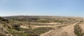 Panoramic view from the walls of the ruins of the palace of King Herod - Herodion of the nearby Jewish and Arab settlements in the