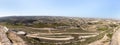 Panoramic view from the walls of the ruins of the palace of King Herod - Herodion of the nearby Jewish and Arab settlements in the