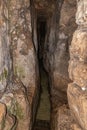 The spring flows in the cleft of the mountain and comes into the Pool of Siloam in Silwan, the Arab suburb of Jerusalem in Israel Royalty Free Stock Photo