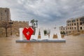 center of jerusalem. Central square, administrative buildings, large houses, rain