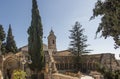 JERUSALEM, ISRAEL - January 30, 2020; The gothic corridor of atrium in Church of the Pater Noster on Mount of Olives. Israel