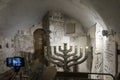 Jerusalem, Israel, January 30, 2020: Hanukkah, the Hanukkah Menorah, a nine-pointed Jewish candlestick in the synagogue on Mount