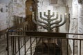 Jerusalem, Israel, January 30, 2020: Hanukkah, the Hanukkah Menorah, a nine-pointed Jewish candlestick in the synagogue on Mount