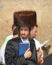 Jewish hasidic pray a the Western Wall,