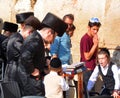 Jewish hasidic pray a the Western Wall,