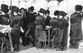 Jewish hasidic pray a the Western Wall,