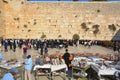 Jewish hasidic pray a the Western Wall,