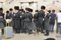 Jewish hasidic pray a the Western Wall,