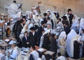 Jewish man celebrate Simchat Torah.