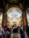 JERUSALEM, ISRAEL - JULY 13, 2015: The mosaic ceiling in The Church of All Nations (Basilica of the Agony)