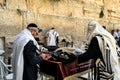 Men praying at the Wailing Wall in Jerusalem, Israel. Royalty Free Stock Photo