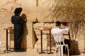 Jerusalem, Israel- July 11, 2014: Two Jewish men praying at Western Wall in Jerusalem, Israel Royalty Free Stock Photo