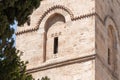 Arabic text carved in stone above the window of a Minaret of the Omar Mosque in the old city of Jerusalem, Israel