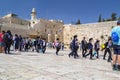 Jewish people praying against the Western Wall in Jerusalem Royalty Free Stock Photo