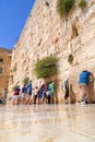 Jewish people praying against the Western Wall in Jerusalem Royalty Free Stock Photo