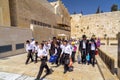 Jewish people praying against the Western Wall in Jerusalem Royalty Free Stock Photo