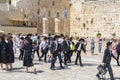 Jewish people praying against the Western Wall in Jerusalem Royalty Free Stock Photo