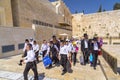 Jewish people praying against the Western Wall in Jerusalem Royalty Free Stock Photo