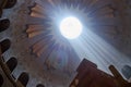 Jerusalem, Israel, June, 2, 2017. A ray of light falls on the altar in Church of the Holy Sepulcher Royalty Free Stock Photo