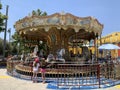 Retro carousel in the amusement park