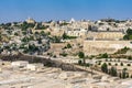 Spectacular view of Jerusalem with a glimpse of the Jewish cemetery