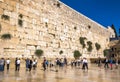 Jews praying at the Wailing Wall or Western Wall in the Old City of Jerusalem