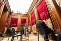 Long exposure of a room of coffins covered with velvet curtains containing Torah scrolls, in a cave near the Western Wall Royalty Free Stock Photo