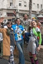 JERUSALEM, ISRAEL - MARCH 15, 2006: Purim carnival. Group of people celebrate the festival. Royalty Free Stock Photo