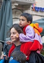 JERUSALEM, ISRAEL - MARCH 15, 2006: Purim carnival, people watch the show.