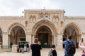 Tourists inspect the main fasade of Al Aqsa Mosque on the Temple Mount, in the Old Town of Jerusalem, in Israel