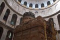 Jerusalem, Israel - March 2018: Visiting Tomb of Jesus Christ in Church of the Holy Sepulchre in the Old City of Jerusalem, Israel Royalty Free Stock Photo