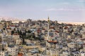 Jerusalem, Israel - May 2023. Al-Issawiya, Palestinian neighborhood in East Jerusalem. Panorama of the city and the modern mosque Royalty Free Stock Photo