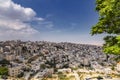 Jerusalem, Israel - May 2023. Al-Issawiya, Palestinian neighborhood in East Jerusalem. Panorama of the city and the modern mosque Royalty Free Stock Photo