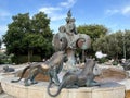 Lion fountain with biblical scenes in Jerusalem