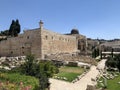 View of the west and south walls and Al Aqsa Mosque on the Temple Mount in the Old City of Jerusalem Royalty Free Stock Photo