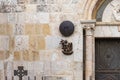 The fourth station of the Cross Procession on the wall in Lions Gate Street near the Lions Gate in the old city of Jerusalem, in