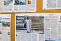 German newspaper clipping with the title - Jesus is everywhere on the wall of the Austrian Hospice in the old city of Jerusalem in