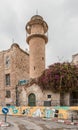 Inactive mosque with a minaret near the Zion Gate in old city of Jerusalem, Israel