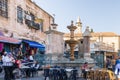 Large decorative fountain in the square in old city of Jerusalem, Israel