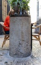 The remains of a column with an inscription in Latin, mentioning the 10th Roman legion located in Jerusalem, located near Jaffa Ga