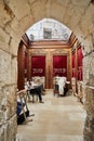 Room for prayers. To the left of the Wailing Wall with the saints is the Ark of the Covenant in Jerusalem