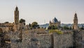 Jerusalem, Israel. November 20, 2021: View of Jerusalem Old City with The Tower of David and Abbey of the Dormition