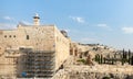 The walls of the Temple Mount, Al-Aqsa Mosque and the Minaret over the Islamic Museum in the Old Town of Jerusalem in Israel