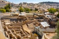 Archeological site with excavation of ancient City of David quarter in Kidron Valley aside of Jerusalem Old City in Israel