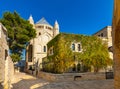 Benedictine Dormition Abbey on Mount Zion, near Zion Gate outside walls of Jerusalem Old City in Israel